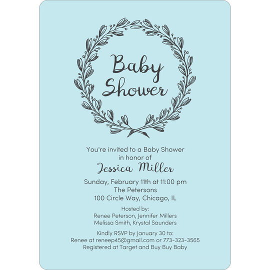 Grey Baby Shower Wreath Invitations